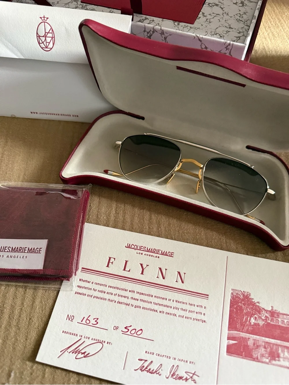 Jacques Marie Mage Flynn Sunglasses in Electrum
